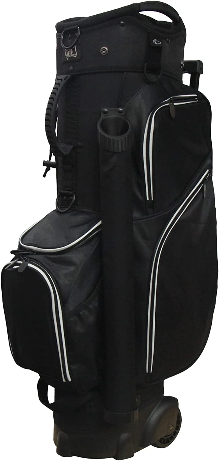 RJ Sports Carter 14 Way Divider Top Transport Golf Cart Bag with Wheels/Handle Black/Black